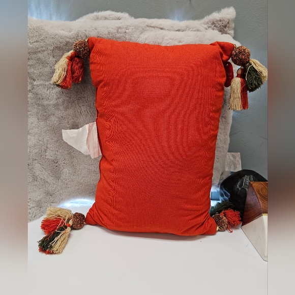 Oblong Embroidered Leaf Pattern Accent Pillow Rust - Picture 5 of 9